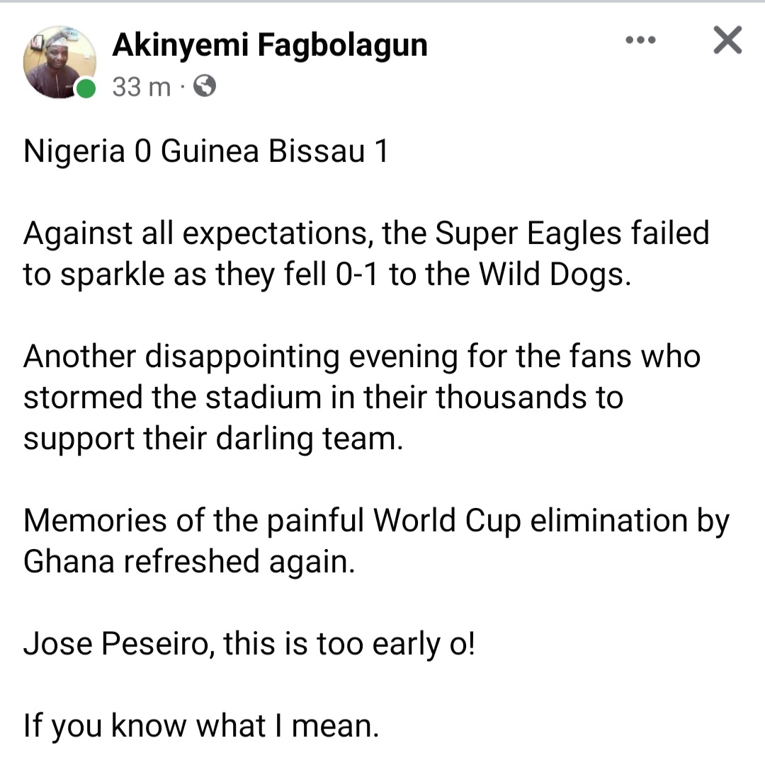 Nigerians Blast Super Eagles After Shock Loss To Guinea Bissau